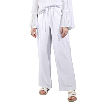 utcoco Women's Cotton Linen High Waisted Pants for Summer