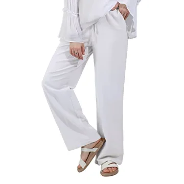 utcoco Women's Cotton Linen High Waisted Pants for Summer