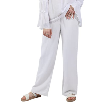 utcoco Women's Cotton Linen High Waisted Pants for Summer