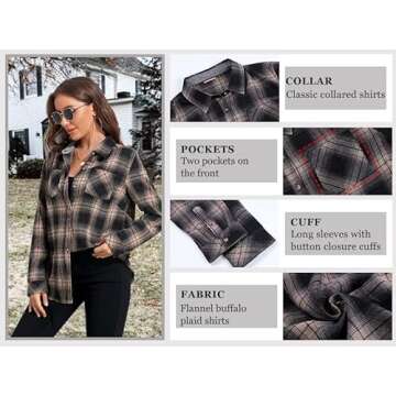 Trendy MARZXIN Plaid Flannel Shirt for Women