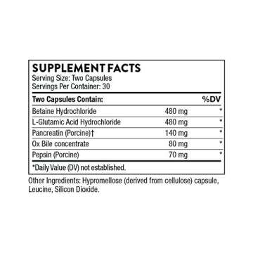THORNE Advanced Digestive Enzymes (Formerly Bio-Gest) - Blend of Digestive Enzymes to Aid Digestion - Gut Health Support with Pepsin, Ox Bile, Pancreatin - 60 Capsules - 30 Servings