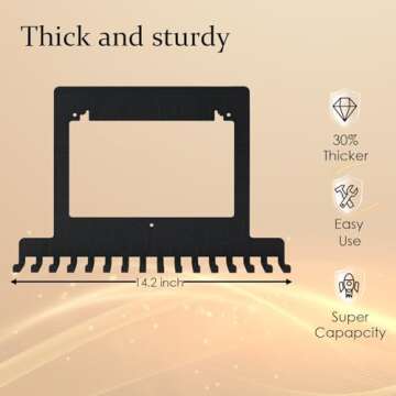 iBobbish Race Medal Holder Wall Hanger Marathon Medal Display,Running Bib and Medal Hanger Display Wall Mounted Hanging Medal Rack Holders with Bib Holder Gifts for Runners-6 Vinyls