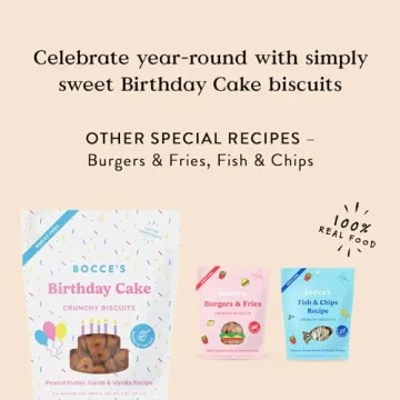 Bocce's Bakery Birthday Cake Treats for Dogs - Special Edition Wheat-Free Dog Treats, Made with Real Ingredients, Baked in The USA, All-Natural Peanut Butter Vanilla Biscuits, 5 oz