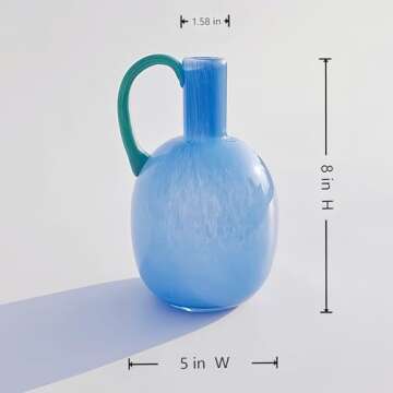 Elegant Hand Blown 2.2lb Blue Glass Vase for Decor