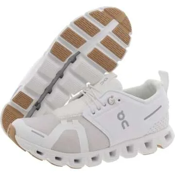 On Women's Cloud 5 Terry Sneakers, White/Almond, 8 Medium US