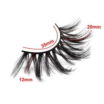 Derun 5 Pairs False Eyelashes Pack 3D Faux Mink Lashes Criss-cross Fluffy Dramatic Natural Look Wispy False Lash 20MM Thick Volume Long Faux Eyelash Soft Reusable Lashes (5Pairs1Style(6D23))