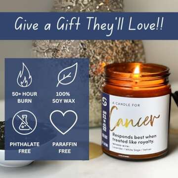 WAX & WIT Cancer Zodiac Candle Perfect Astrology Gift