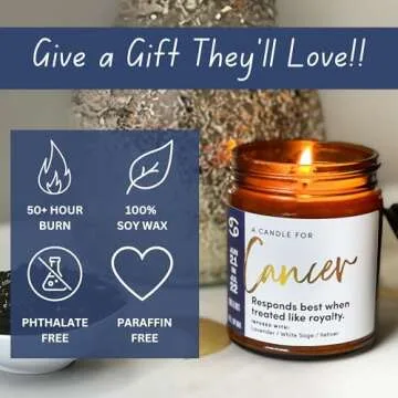 WAX & WIT Cancer Zodiac Candle Perfect Astrology Gift