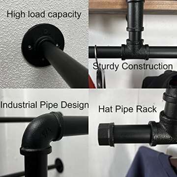 TEDIDUWA Industrial Pipe Clothing Rack with Top Shelf, Space-Saving Wall Mounted Clothes Rack 2 Tiers, Shelf with Hanging Rod for Closet Storage, Laundry Room. (2Tier, Brown)