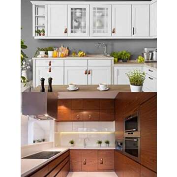 vimeka Drawer Knob Pull Handle Genuine Leather Cabinet Drawer Pulls Mordern Cabinet Cupboard Knobs with Screws for Home Office Cabinet Drawer Handles Silver Screws DIY (5pack)-Light Brown-1 Holes