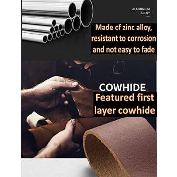 vimeka Drawer Knob Pull Handle Genuine Leather Cabinet Drawer Pulls Mordern Cabinet Cupboard Knobs with Screws for Home Office Cabinet Drawer Handles Silver Screws DIY (5pack)-Light Brown-1 Holes