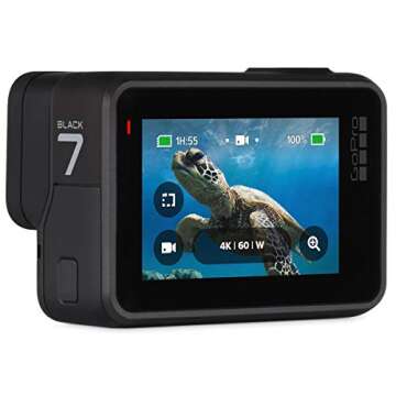 GoPro HERO7 Black - Waterproof Digital Action Camera with Touch Screen 4K HD Video 12MP Photos Live Streaming, Bundle with Dual Charger, 2 Extra Batteries + 128GB microSD Card + Cleaning Cloth