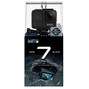 GoPro HERO7 Black - Waterproof Digital Action Camera with Touch Screen 4K HD Video 12MP Photos Live Streaming, Bundle with Dual Charger, 2 Extra Batteries + 128GB microSD Card + Cleaning Cloth