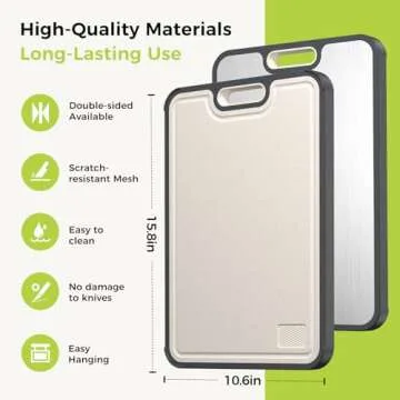 Cutting Board Double Sided, Titanium Cutting Boards for Kitchen, Double Sided Food Grade, Pure Titanium and Wheat Straw PP, Easy to Clean Large Size 16”×11”