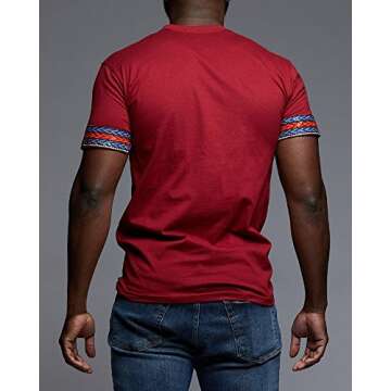 Makkrom Mens African Dashiki T Shirt Tribal Floral Print V Neck Slim Fit Shirts Tops