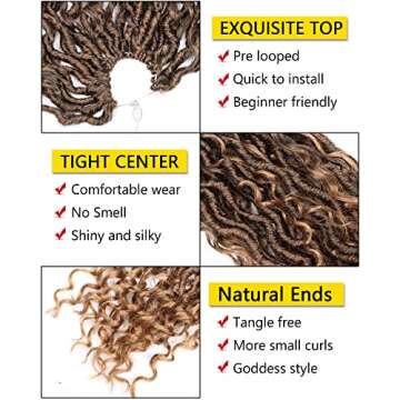 Goddess Locs Crochet Hair 18 Inch, 7 Packs Curly Faux Locs Crochet Hair, Crochet Braids Hair For Bla...