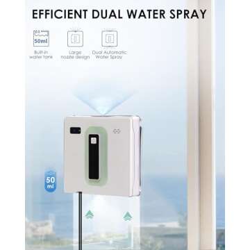 Yoolax Window Cleaning Robot, Automatic Window Cleaner Robot with Dual Water Spray, 3000Pa Suction Power, Robotic Window Cleaner with App & Remote Control, White