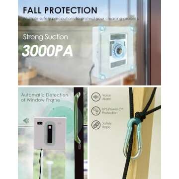 Yoolax Window Cleaning Robot, Automatic Window Cleaner Robot with Dual Water Spray, 3000Pa Suction Power, Robotic Window Cleaner with App & Remote Control, White