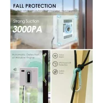 Yoolax Window Cleaning Robot, Automatic Window Cleaner Robot with Dual Water Spray, 3000Pa Suction Power, Robotic Window Cleaner with App & Remote Control, White