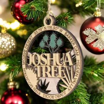 Joshua Tree National Park 3" Christmas Ornament - Laser Cut Wood, 2-Layer Design