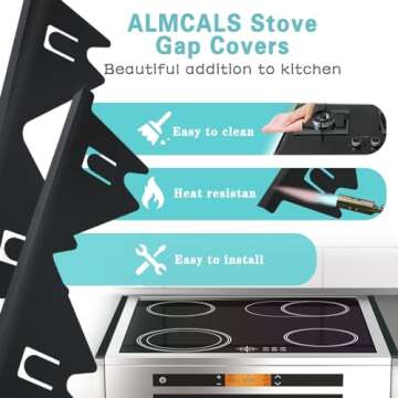 Stove Gap Covers Stainless Steel, 2 Pack Stove Gap Filler Easy Retractable Length 13.8" to 27.5", Width 0.79" ALMCALS Stove Gap Guards Range Trim Kit, Heat Resistant Guard Between Stove Top & Counter