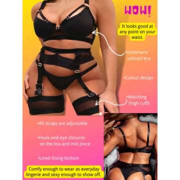 Kaei&Shi Plus Size Garter Lingerie Set for Women