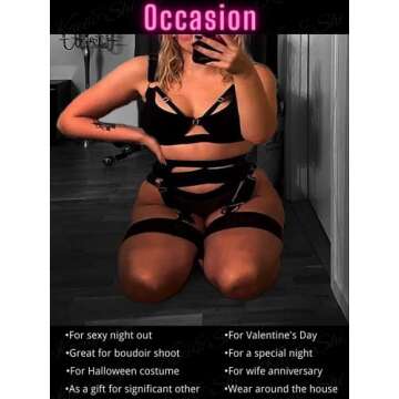 Kaei&Shi Plus Size Garter Lingerie Set for Women