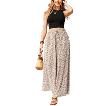 VOTEPRETTY Women's 2 Piece Outfits 2024 Summer Fashion Knit Tank Tops Beach Floral Wide Leg Pant Set...