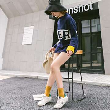 TeenFighter 10 Pairs of 80% Cotton Crew Size socks for Women in all season, solid color socks for girls, Shoe Size 7-13 (Multicolored (10 Pair))