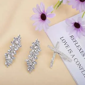 Deoot Rhinestone Hair Barrettes - 4 Stylish Clips for Women