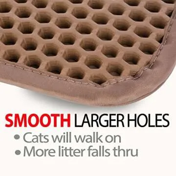 iPrimio Large Cat Litter Trapper Mat w/ Urine/Waterproof Layer - Larger Holes w/ Urine Puppy Pad Option - Cat Litter Mat, Light and Soft (Brown Color)