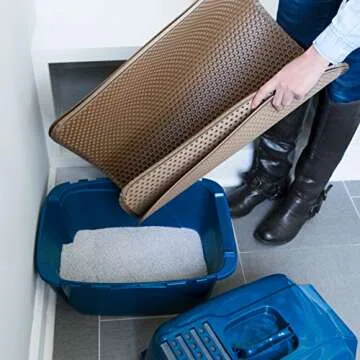 iPrimio Large Cat Litter Trapper Mat w/ Urine/Waterproof Layer - Larger Holes w/ Urine Puppy Pad Option - Cat Litter Mat, Light and Soft (Brown Color)