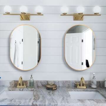 NEUWEABY Modern Oval Gold Wall Mirrors for Home Decor