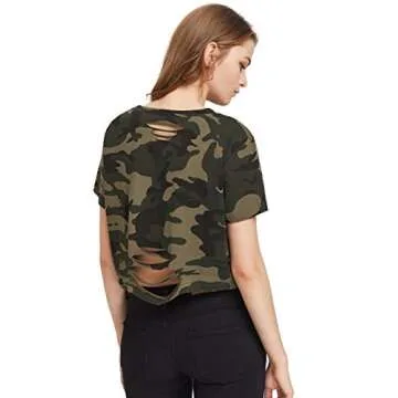 Stylish Distressed Crop T-Shirt for Women - Summer Tops