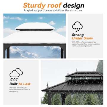 Modern Shade Grill Gazebo 6' X 8', Aluminum BBQ Gazebos with Shelves and Ceiling Hook, Grill Canopy Hardtop with Galvanized Steel Roof, Outdoor Grill Gazebo for Patio Lawn Backyard Deck