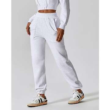 ABOCIW Sweatpants for Women Fleece Lined Baggy High Waisted Lounge Sweat Pants Casual Athletic Joggers Thick Fall Pants Y2k Trendy Lounge Trousers Gray Medium