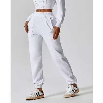 ABOCIW Sweatpants for Women Fleece Lined Baggy High Waisted Lounge Sweat Pants Casual Athletic Joggers Thick Fall Pants Y2k Trendy Lounge Trousers Gray Medium