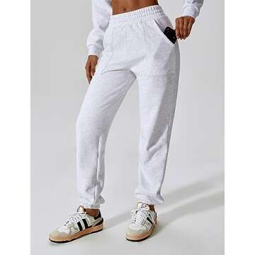 ABOCIW Sweatpants for Women Fleece Lined Baggy High Waisted Lounge Sweat Pants Casual Athletic Joggers Thick Fall Pants Y2k Trendy Lounge Trousers Gray Medium