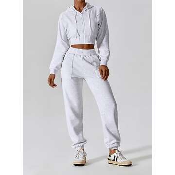 ABOCIW Sweatpants for Women Fleece Lined Baggy High Waisted Lounge Sweat Pants Casual Athletic Joggers Thick Fall Pants Y2k Trendy Lounge Trousers Gray Medium