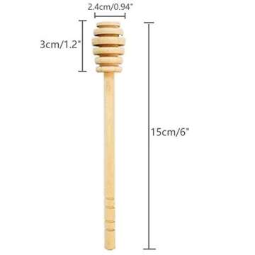 LASSUM 10 PCS Wood Honey Dippers Sticks,6 Inches Long Wooden Honey Dipper Drizzler Stirring Stick for Honey Jam Jar Dispense