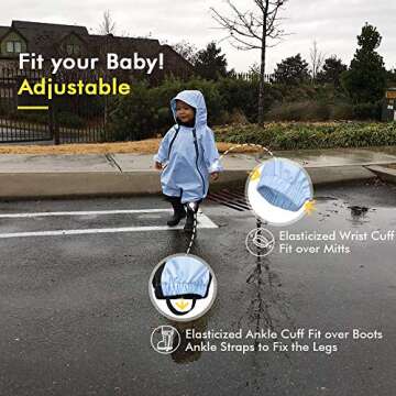 HAPIU Kids Toddler Rain Suit Muddy Buddy Waterproof Coverall,Blue,18M,Original
