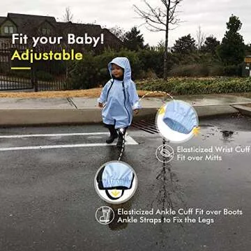 HAPIU Kids Toddler Rain Suit Muddy Buddy Waterproof Coverall,Blue,18M,Original