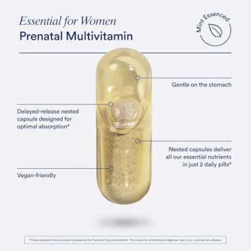 Ritual Essential for Women Prenatal Multivitamin: Folate & Choline for Neural Tube Support, Omega-3 DHA for Fetal Brain Development, Iron, Calcium-Helper D3 & K2, Non-GMO, Vegan, Mint, 30 Days