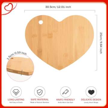 AWIZOM Heart Shaped Cutting Board Valentine's Day Charcuterie Board with Hole Wood Bread Cheese Serv...