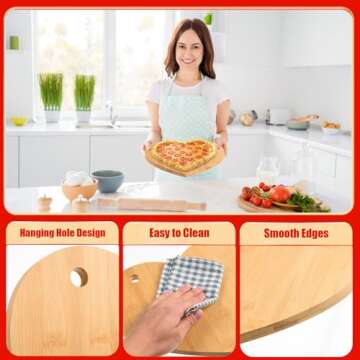 AWIZOM Heart Shaped Cutting Board Valentine's Day Charcuterie Board with Hole Wood Bread Cheese Serving Tray Platter Kitchen Bamboo Chopping Board for Wedding Housewarming Present,12.01x9.84x0.59 Inch