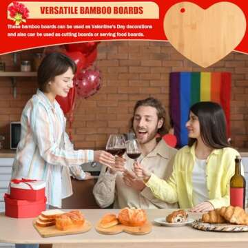 AWIZOM Heart Shaped Cutting Board Valentine's Day Charcuterie Board with Hole Wood Bread Cheese Serving Tray Platter Kitchen Bamboo Chopping Board for Wedding Housewarming Present,12.01x9.84x0.59 Inch