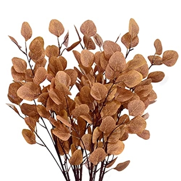 Artflower 6 Pcs Artificial Eucalyptus Stems Fall Stems Tall Silver Dollar Eucalyptus Leaves Fake Sil...