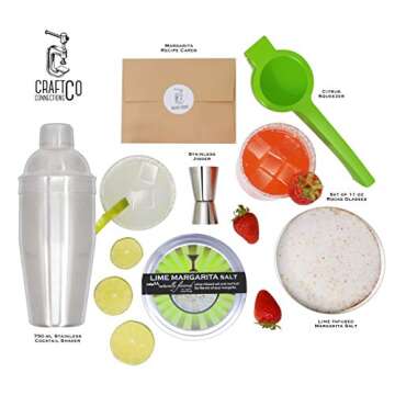 Margarita Cocktail Kit - Set of Rocks Glasses & Shaker