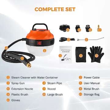 BEAMNOVA Power Car Steamer for Auto Detailing High Pressure Handheld Steam Cleaner with 1.4L 0.37Gal Water Tank 2500W Portable Electric Steam Cleaning Machine Home Use Kitchen Floors Tools