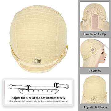 Long Blonde Wigs for Women Middle Part 613 Blonde Wig Straight Synthetic Natural Looking Daily Wig (28 Inch)